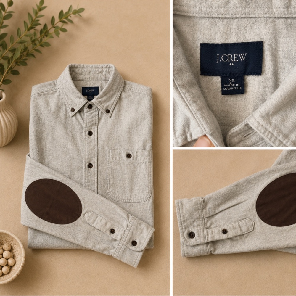 J.Crew Men’s Heathered Chamois Button Down Shirt w/ Elbow Patches XS